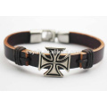 Best Designed Leather Cuff Charm Cross Friendship Bracelet for sale